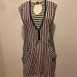 MAYLE striped tunic with keyhole neckline, pockets